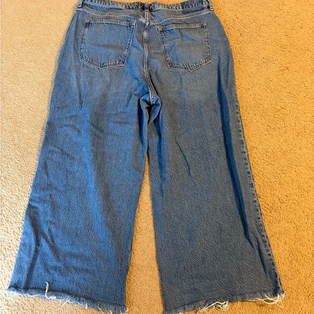 Abercrombie & Fitch Curve Love High Rise Wide Leg Jeans Size 16 (33) Raw Hem - Picture 6 of 8